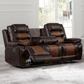 New Classic Furniture Nikko Faux Leather Manual Sofa with Dual Recliner Brown