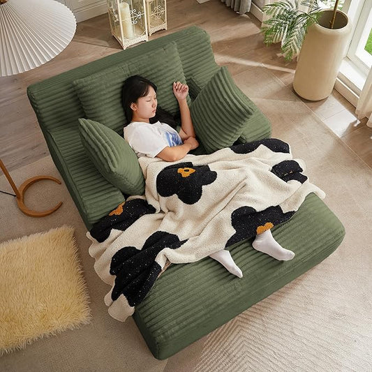 KEIKI 66 Oversized Chaise Lounge Chair No Assembly Modern Boneless Lounger for Home Office or Studio Space-Saving Sleeper Chair for Reading Break-Time Naps &amp Casual Lounging