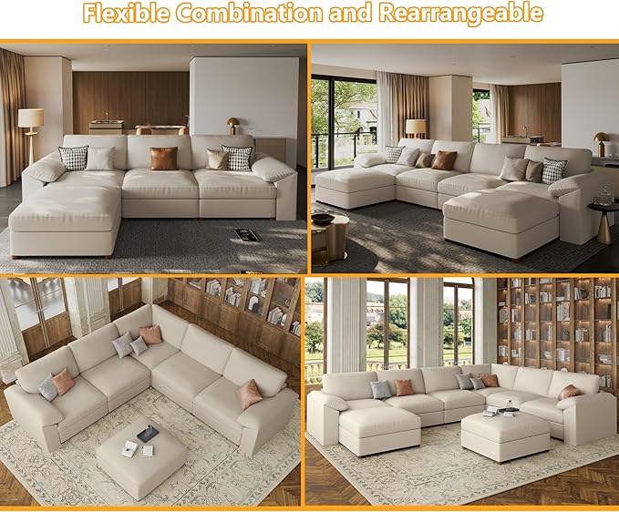 EASE MOOSE Right Middle Module Faux Leather Sectional Accessory Beige