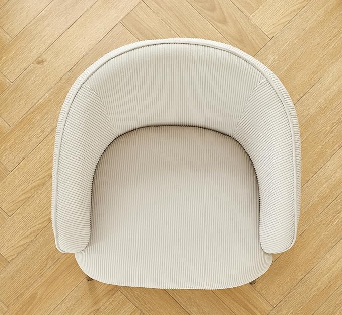 Modern Channel Corduroy Accent Chair with Black Metal Legs Luxurious Design and Comfortable Seating Ideal for Living Room Bedroom or Office Beige