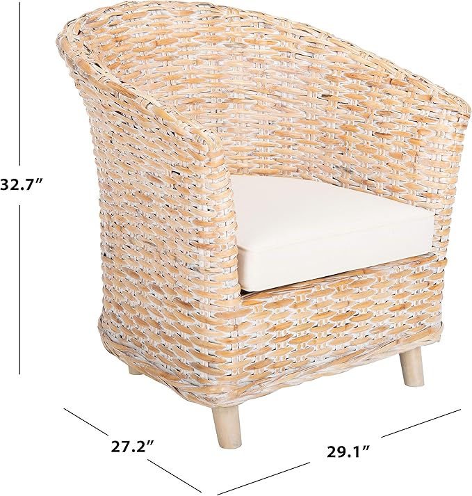 Safavieh Home Omni 18-inch Natural White Wash Rattan Barrel Chair