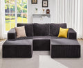 Hobestluk Modular Sectional Sofa Memory Foam Couch Oversized Sectional Sofa 3-Seater with Chaises Cloud Couch with Removable Cover U Shaped Sofa for Living Room (Strip Grey U Shape)