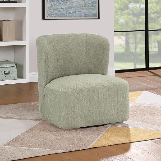 OSP Home Furnishings Lucia Modern Barrel Swivel Accent Chair Fog Fabric