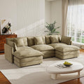 Modular Sectional Sofa 111.5 U Shaped Sectional Couch 5 Seater Comfy Cloud with Movable Ottoman for Living RoomBeige