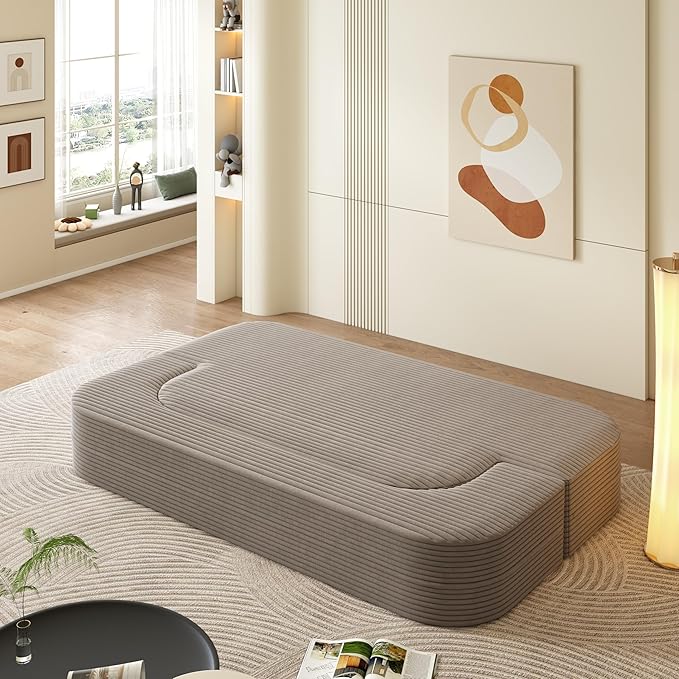 2 in 1 Convertible Folding Sofa Bed with Multi Functional BlanketCorduroy Loveseat Couch BedFull Size Floor Boneless Couches for Living Room Bedroom Small Spaces ApartmentCoffee