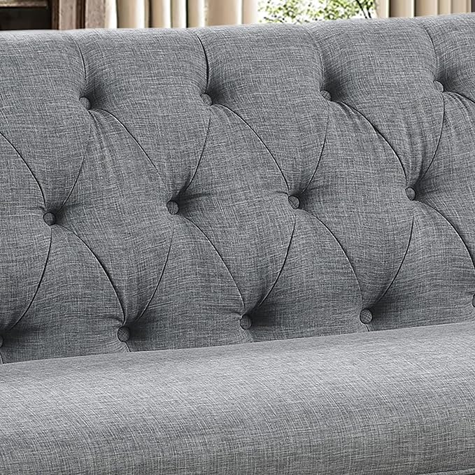 Rosevera Larkin Upholstered Tufted Fine Polyester Chair Loveseat Sofa Bench with Armless Design Easy Assembly for Living Room Bedroom Grey