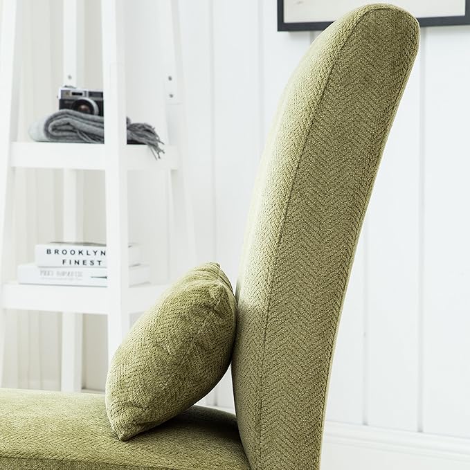 Roundhill Furniture Pisano Spring Green Fabric Armless Contemporary Accent Chair with Kidney Pillow