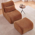 27” Oversized Lazy Sofa Chair and Ottoman Set Chaise Lounge Chair Indoor with Pillows Comfy Reading couch for Adults Suitable for Living Room Small Spaces Memory Foam Chenille (Orange-2)