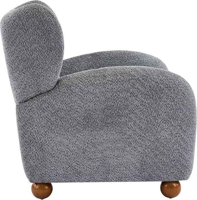 Christopher Knight Home Aiden Boucle Wingback Accent Chair Fabric Upholstered Club Chair with Wooden Frame Comfy Reading Chair for Living Room/Bedroom Dusty Blue+Walnut