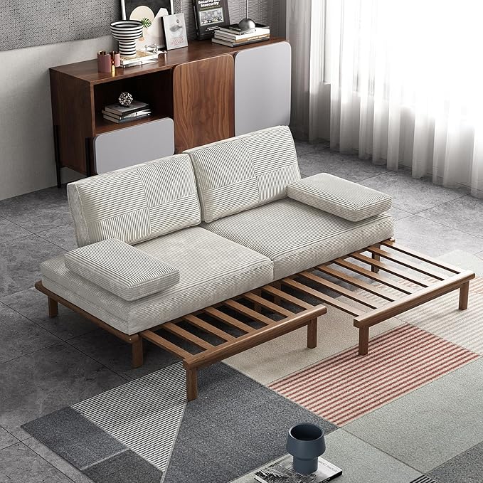 Lartis 78.7 Sofa Bed Sleeper Pull Out Couch Modern Couch Convertible Modern Futon for Living Room/Apartment/Bedroom Modular Design SofaFull Solid Wood Frame