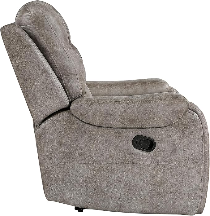 Lexicon Manual Recliner Chair Home Theater Seating Recliner Armchair Polished Microfiber Wall Hugger Manual Reclining Sofa Chair for Living Room/Office/Apartment Grayish Brown
