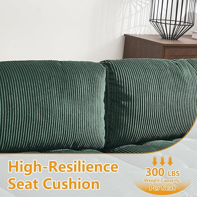 121 U Shaped Modular Sectional Sofa Couch 6 Seat Convertible Upholstered Deep Seat Sleeper Sofa with Chaise Lounge Cloud Couch for Living Room Green