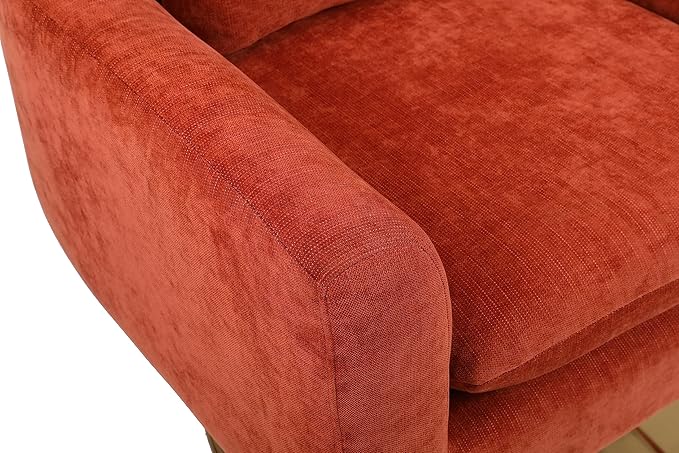 JOSHEN 360 Swivel Accent Chair IndoorModern Linen ArmchairComfortable Upholstered Lounge Chair with Metal Base for Living RoomApartmentOfficeOrange