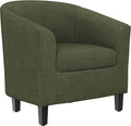 Topeakmart Corduroy Club Chair Modern Accent Chair and Cozy Barrel Chair with Sturdy Wood Legs for Living Room Bedroom Reception Room Dark Green