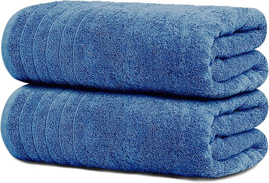 Tens Towels Pack of 2 Extra Large Bath Sheets 35 x 70 Inches 100% Cotton Larger &amp Lighter Weight Quicker to Dry Super Soft &amp Absorbent Oversized Bath Towels Blue