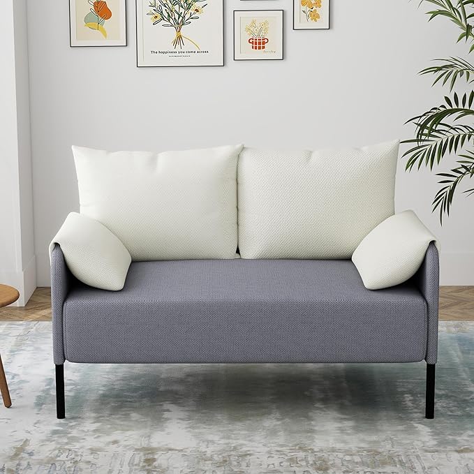 LSSBOUGHT Modern Loveseat SofaChenille Fabric Armchairs Accent ChairLiving Room Chair for BedroomApartmentSmall Space (Gray 1 Loveseat)
