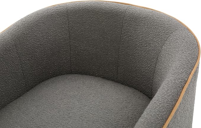 Christopher Knight Home Arlo 360° Swivel Accent Chair for Living Room Bouclé Upholstered Rotating Lounge Chair Indoor Barrel Swivel Chair with Iron Frame Curved Armrest and Padded Seat Light Grey