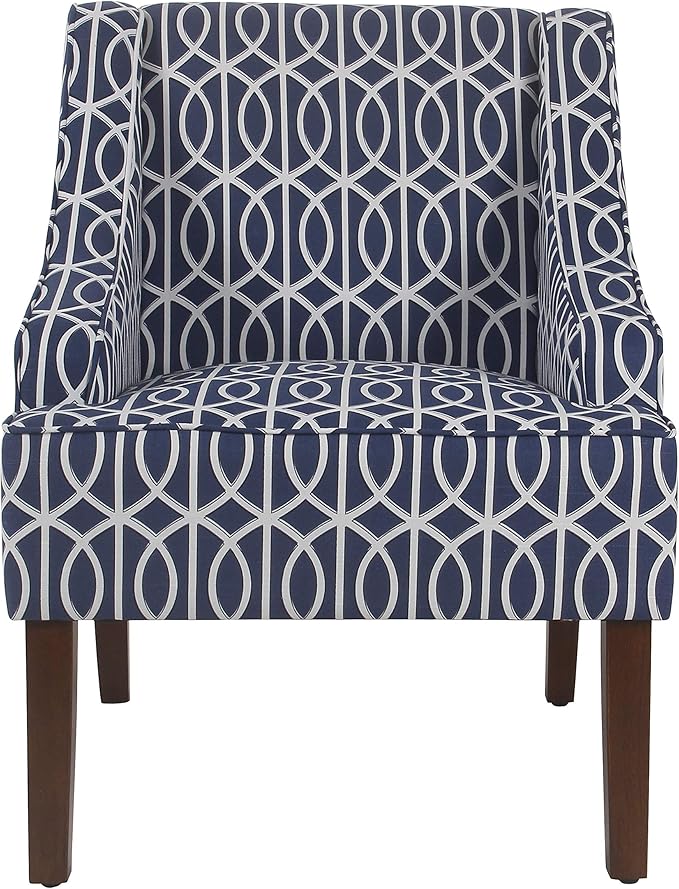 Homepop Home Decor Upholstered Classic Swoop Arm Accent Chair Accent Chairs for Living Room &amp Bedroom Decorative Home Furniture Blue Trellis