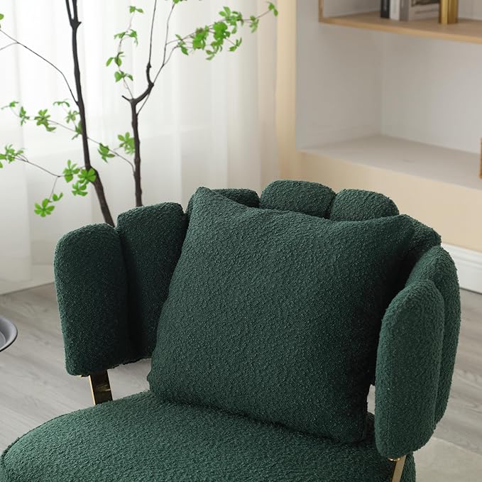 Boucle Accent Chair Modern Upholstered Armchair Tufted Chair with Metal e Single Leisure Chairs for Living Room Bedroom