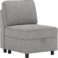 Fabric Middle Module for Modular Sofa Customizable Sectional Sofa Couch Accent Armless Chair with Storage Seat Single SeatGrey