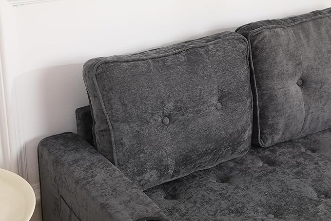 ERYE Foldable Loveseat Sofa Convertible Pull Out Sleeper Sofabed2 Seat Tufted Upholstered Sofa Modern Convertible Sleeper Couch Bed with Cupholders and Side Pockets