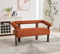 Christopher Knight Home Celen Modern Boucle Fabric Upholstered Loveseat with Round Armrest and Rubberwood Frame Comfy Living Room 2-Seater Sofa Space-Saving Couch for Apartment Brown + Dark Orange