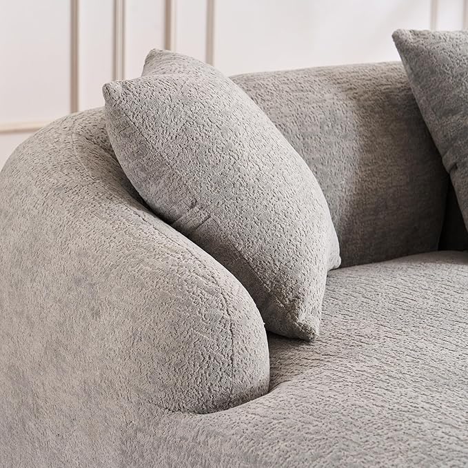 Curved Sectional Sofa Couch Oversized L Shape Deep Seat Cloud Couch Modern Chenille 4-Seater Sofa with Chaise No Assembly Required Couches for Living Room Apartment Office Grey