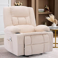 Rocker Recliner Chair with Massage and Heat Nursery Rocking Chairs for Living Room Ergonomic Comfy Relining Chair with Cup Holders USB Charge Port Side Pockets Recliner Chair for Adults Beige