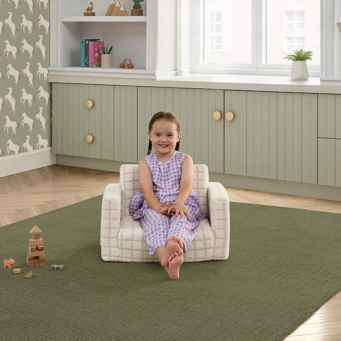 Delta Children Checkered Cozee Flip-Out Chair Cream