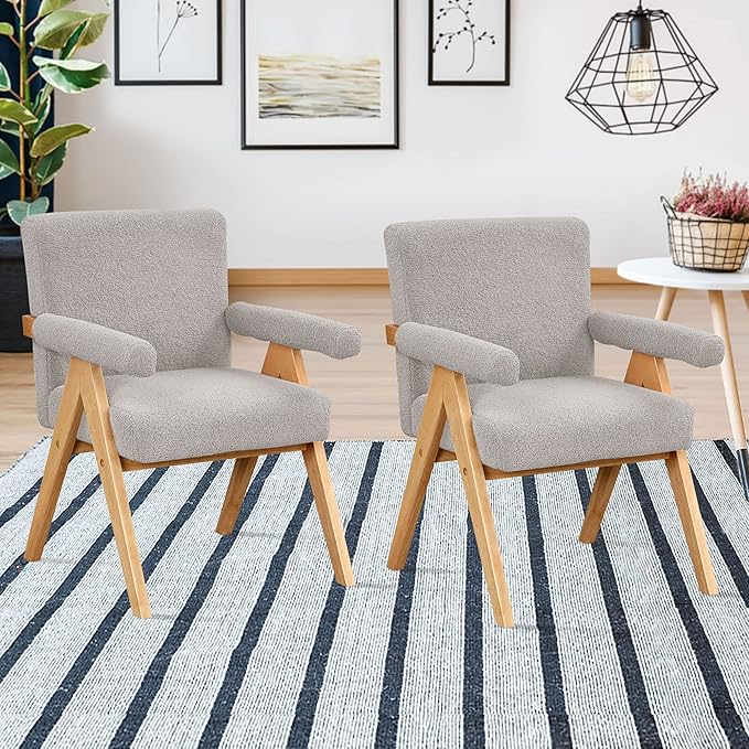 Modern Arm Chair Set of 2Chair Set with Solid Wood Frame Altay Velvet Upholstered Accent Chairs with arm Pads for Living Room Bedroom Apartment Gray
