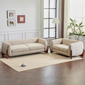Christopher Knight Home Almad 2 Pieces Sofa Couch Set Cozy 3-Seater Sofa and Loveseat for Living Room Upholstered Couch Chair Soft Seating Lounge Sofa with Wood Frame Boucle Fabric Almond