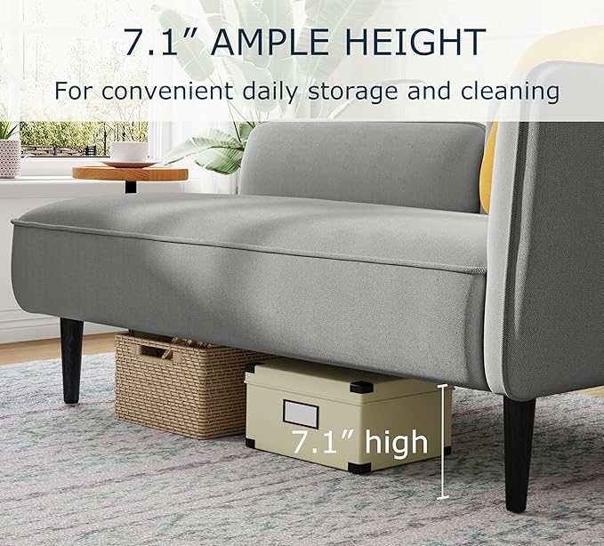 2 Seater Couch Small Love Seat Couches for Small Spaces Bedroom Living Room 57 Mini Sofa Apartment Size Couch Linen Retro Loveseat with Pillow and Removable Tray (Gray Left)