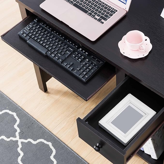 Student Desk Home Office Desk 39 W Compact Desk Writing Desk Laptop Desk Red Cocoa Espresso One Drawer Keyboard Drawer Wooden Knob