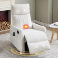 Manual Swivel Rocker Recliner Chair for Adults Overstuffed Glider Chair for Nursery with Massage and Heat Living Room Reclining Chair Fabric Beige