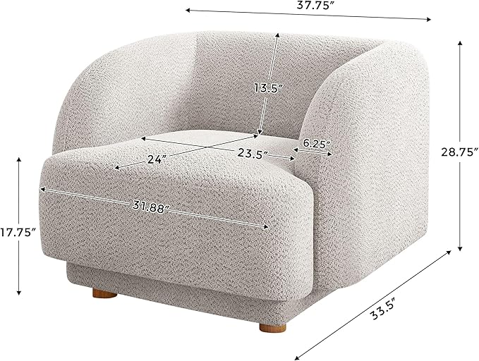 VANOMi Oversized Living Room Chair Modern Comfy Accent Barrel Chairs Single Sofa Chair with Wood Legs Upholstered Armchair for Bedroom Office Waiting Room (Camel)