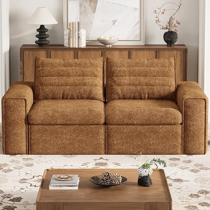 77 Cloud Loveseat Sofa Deep Seat Couch with Pillows Modern Comfortable Upholstery Boneless Sofa 1 piece for Living Room Bedroom Apartment Removable CoverNo Assembly Required Orange