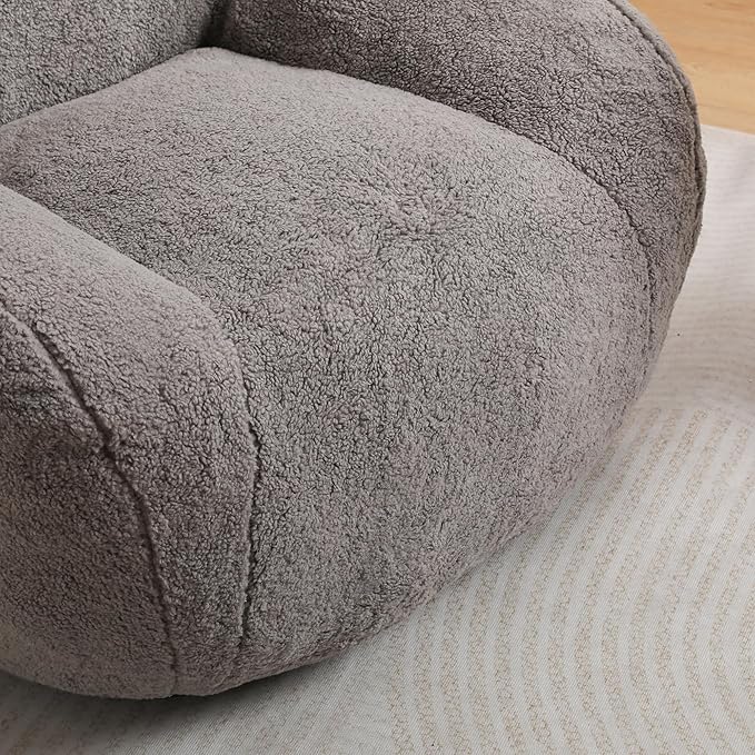 39 Single Armchair Sofa - Comfy Memory Foam &amp Soft Faux Fur | Modern Minimalist Design with Ergonomic Armrest for Living Room TV WatchingReadingLight Gray