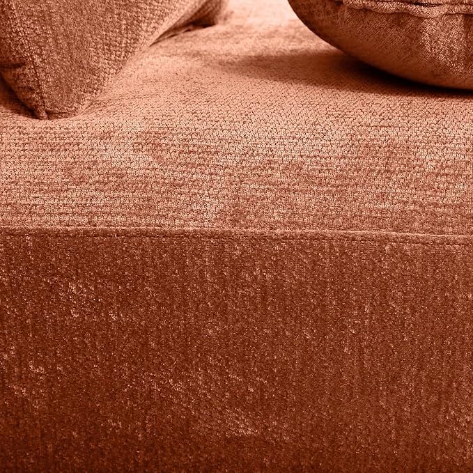 140 Modern Curved Sectional Sofa with High-Density Fully Compressed Sponge and Chaise Lounge 3-Piece Set Fully Assembled Right Hand Facing Perfect for Living RoomLounge (Orange#84)