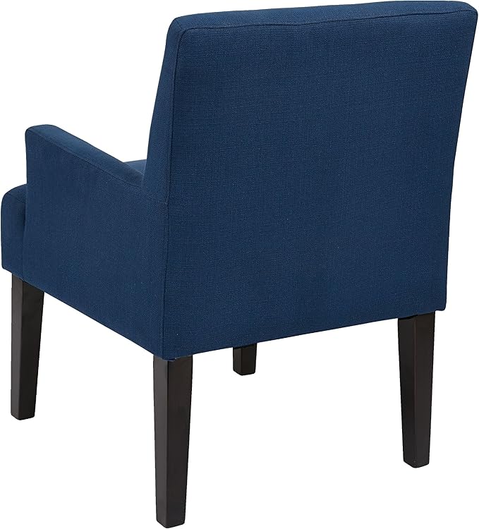 OSP Home Furnishings Main Street Upholstered Guest Chair with Espresso Finish Accents Woven Indigo Fabric