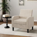 DAGONHIL Living Room Chair Upholstered Accent Chair Reading Chair for Bedroom Linen Fabric Armchair Single Sofa for Living Room/Office/Library (Beige 1 Pack)