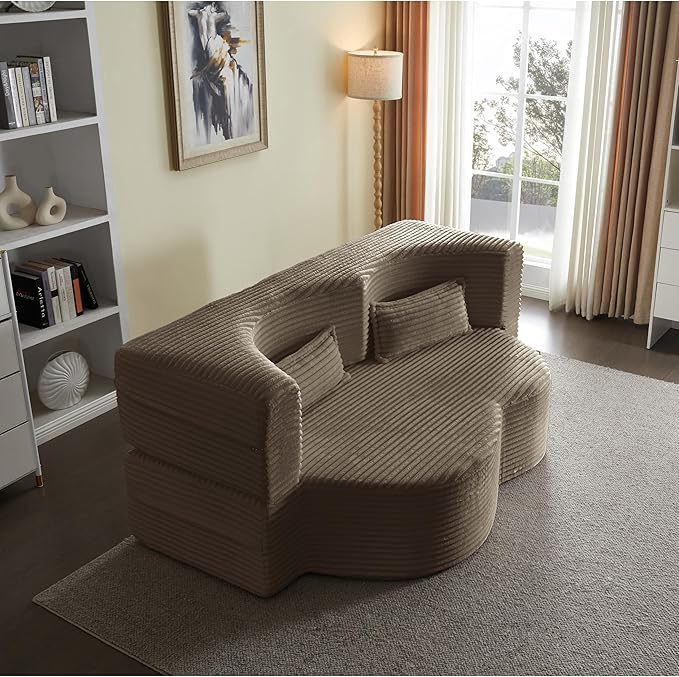 78 Inch 2-in-1 Convertible SofaFuton Folding Sofa BedPull Out Sofa Bed Boneless Couch with 2 Pilowoveseat Sleeper Floor Sofa for Bedroom Living Room Office Apartment(Corduroy Coffee)