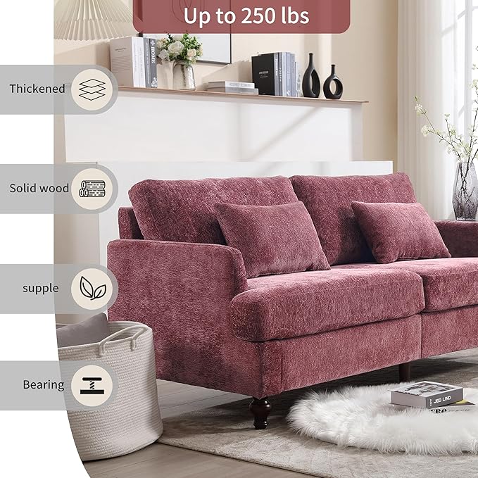 Sofa68” Comfy Sofa Couch with Extra Deep Seats Chenille Loveseat Comfy Small couches for Small Spaces Apartment Lounge2-Seat Upholstered
