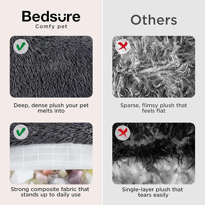Bedsure Calming Dog Bed for Extra Large Dogs - 45in Donut Washable Large Pet Bed Anti-Slip ＆Removable Cover420GSM Round Anti-Anxiety Fluffy Plush Faux Fur Fits up to 100lbs PetsPlus Version
