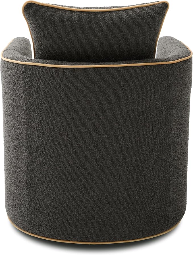 360° Swivel Accent Chair with Curved Armrest Bouclé Upholstered Club Chair Barrel Sofa Chair for Living Room Reading Corner Small Spaces (Dark Grey13)