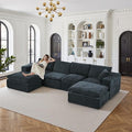 110 Sectional Couches for Living Room Boneless Couch Upholstered Cloud Couch Sectional Modular Sectional Sofa with L Shaped (Chenille-Dark Grey 4 Seat+2 Ottoman)