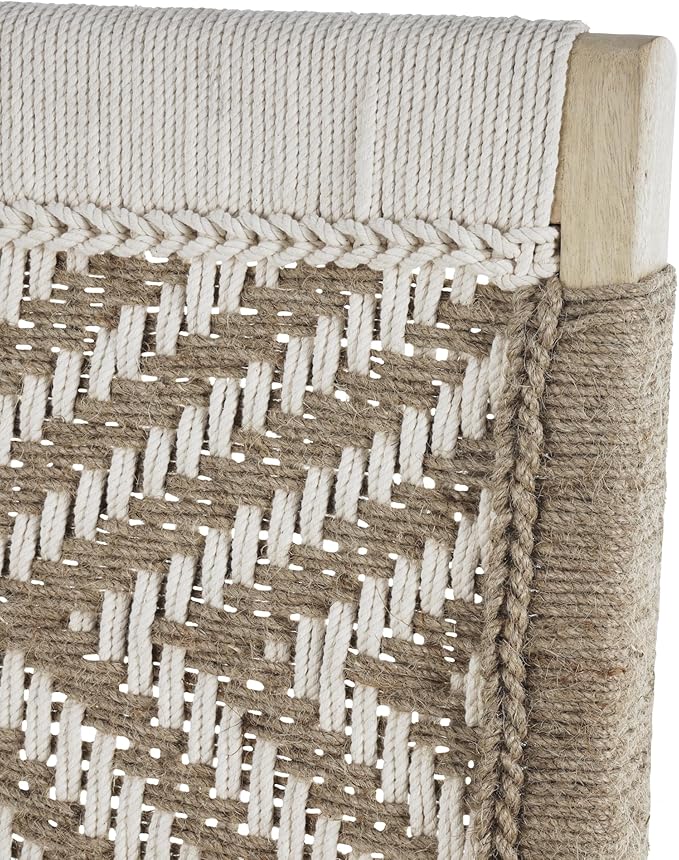 Deco 79 Jute Rope Handmade Living Room Accent Chair Side Chair with Brown Mango Wood Frame Corner Chair 23 x 23 x 33 White