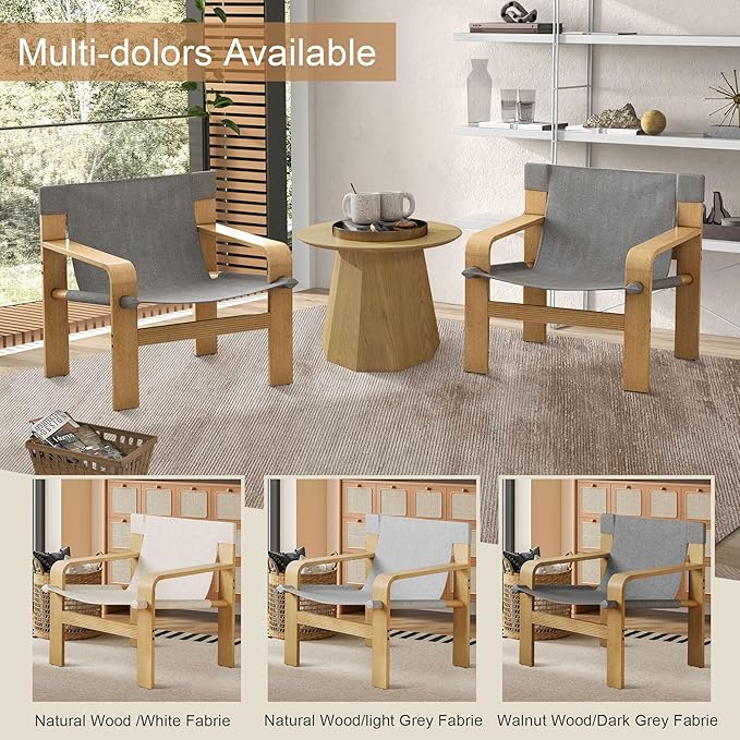 Mid-Century Accent Chair with Wide Armrest &amp Solid Wood Frame Detachable and Washable Armchair Modern Living Room Reading Chairs for Bedroom Sunroom Bedroom BalconyLight Grey