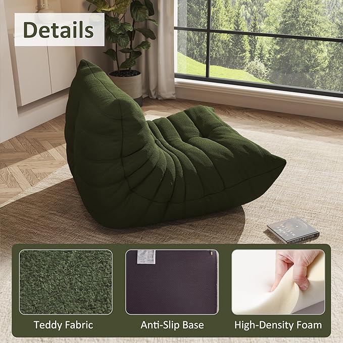 Bean Bag Chairs for Adults Floor Gaming Bean Bag Chair Memory Foam BeanBag Chair Bean Bag Sofa with Filler Faux Fur Fireside Beanbags Lazy Sofa for HomeApartment or Gaming Venue (Coffee Single)