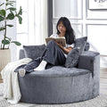 Oversized Round Chaise Lounge Chair Indoor 55W Circle Comfy Armchair with Deep Seat Floor Cloud Boneless Chair Upholstered Modern Cozy Sofa Chairs for Living Room Bedroom(Chenille Grey)