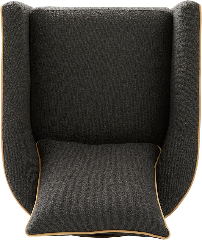 360° Swivel Accent Chair with Curved Armrest Bouclé Upholstered Club Chair Barrel Sofa Chair for Living Room Reading Corner Small Spaces (Dark Grey13)